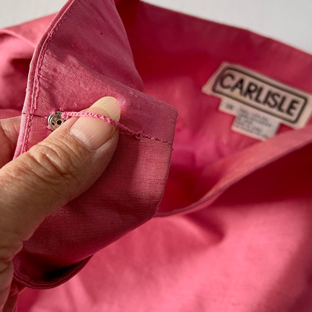 90’s Carlisle Pink Slub Sleeveless Pullover Side Zip Cropped Tank Top Sz14 - Picture 7 of 8